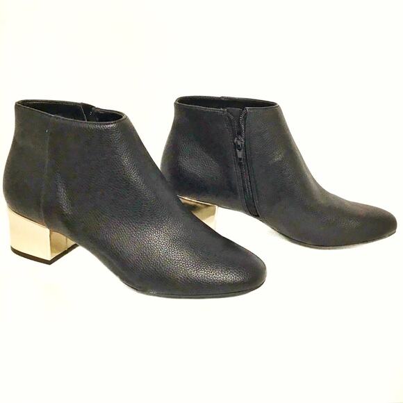 Marc NY Boots Bootie Women sz 10 NWOB Haydeng Vegan Gold Heel Classic Glam - Picture 2 of 8